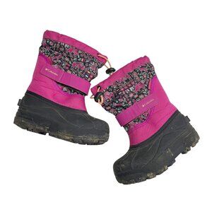 Columbia Toddler Size 11 Powderbug Plus II Winter Boots Wild Fuchsia Print
